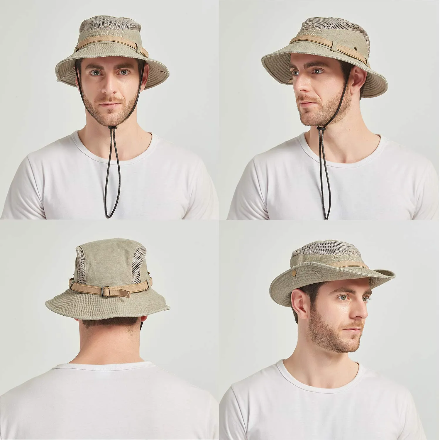 Cotton Embroidery Summer Outdoor Sun Protection Wide Brim Bucket Hat